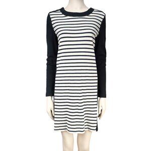 PETIT BATEAU Cotton Navy Black Striped Nautical Jumper Mini Midi Coastal Dress S